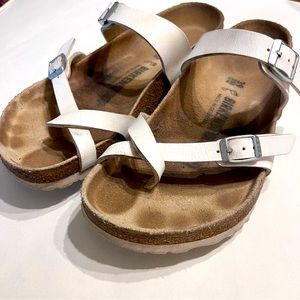 White Birkenstock sandals sz 39 used good